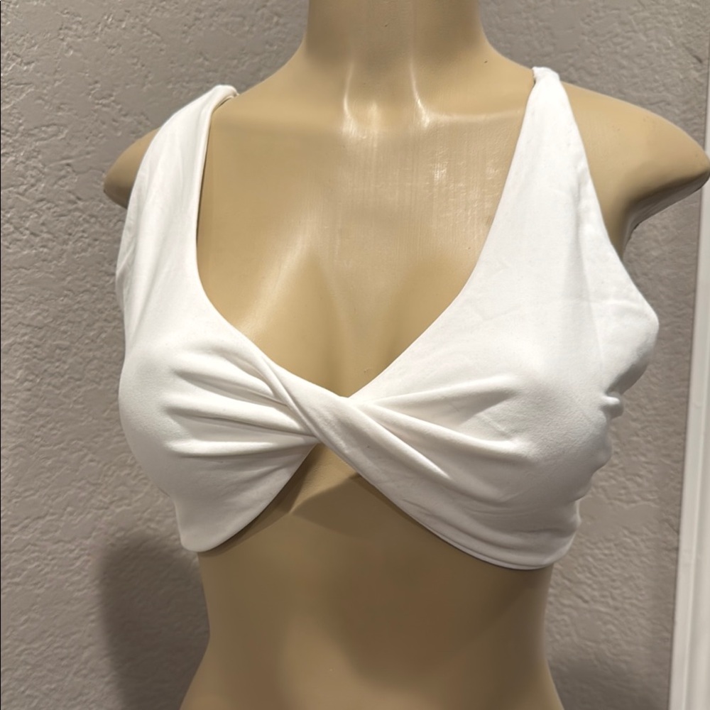 White Twist Front Crop Top